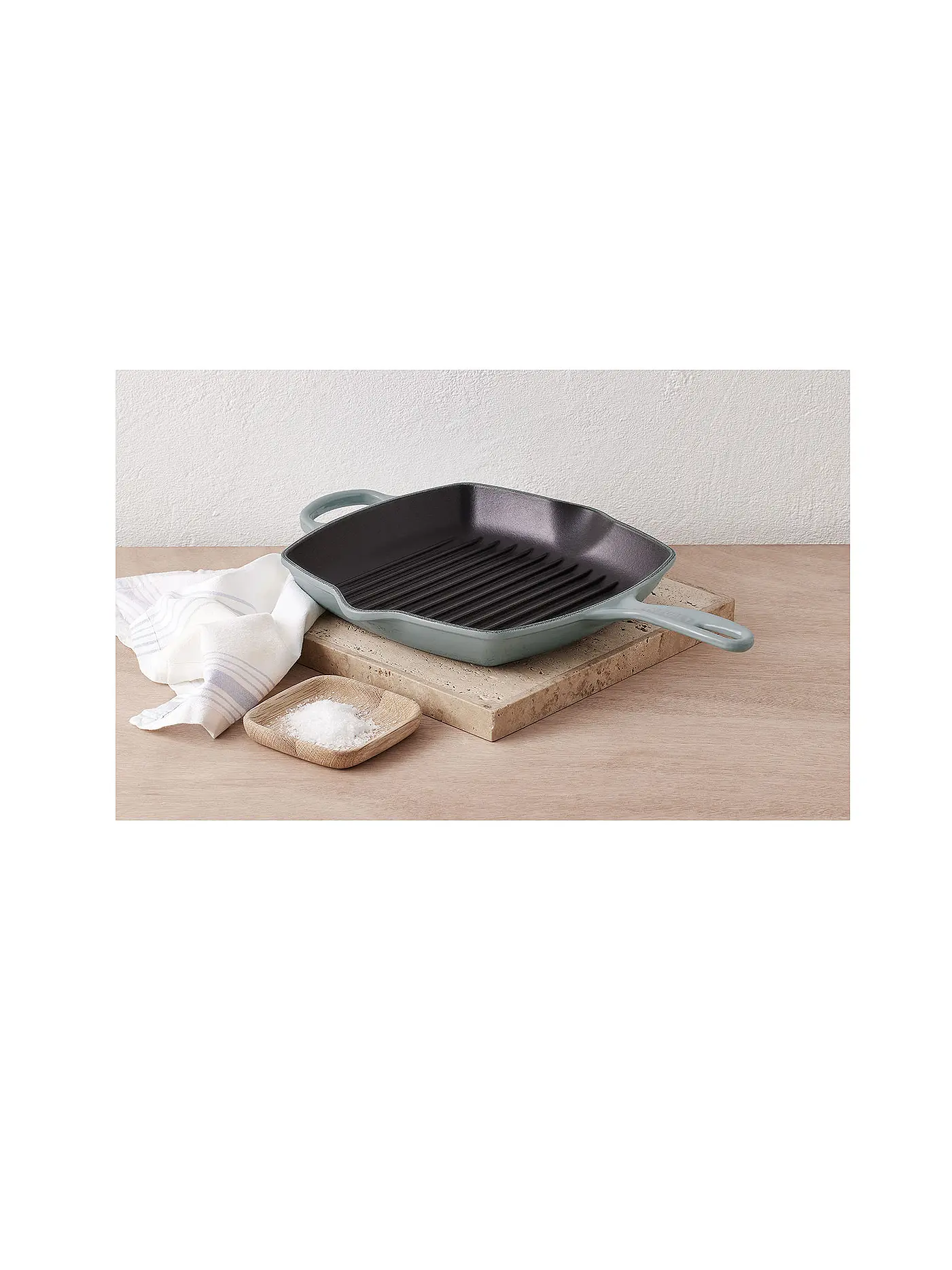 LE CREUSET | Grillpfanne quadratisch 26x26cm Signature Meringue | hellgrau